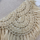 Vintage Straw Shoulder Bag with Tassel Crossbody Pouch