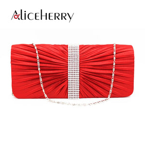 Elegant Satin Diamond Evening Bags for Wedding Party