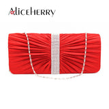 Elegant Satin Diamond Evening Bags for Wedding Party