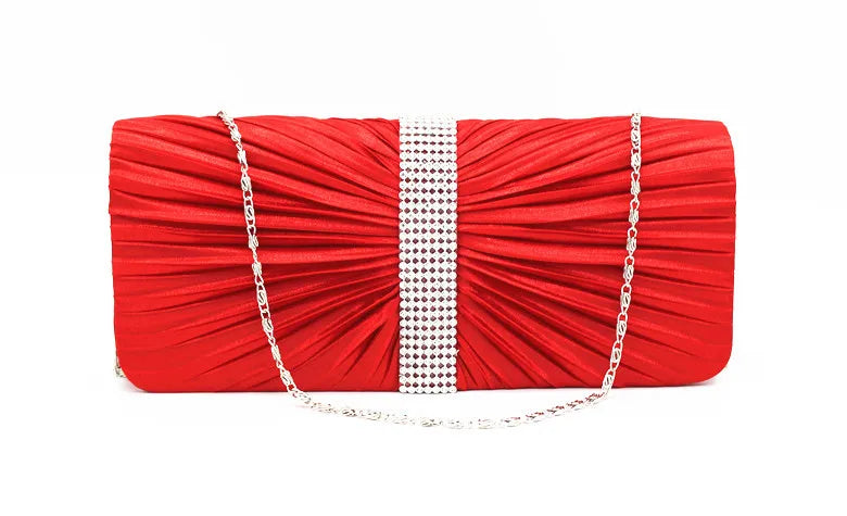 Elegant Satin Diamond Evening Bags for Wedding Party