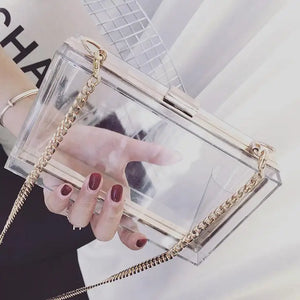 High Art Acrylic Box Bag Flap Clutch Chain Handbag