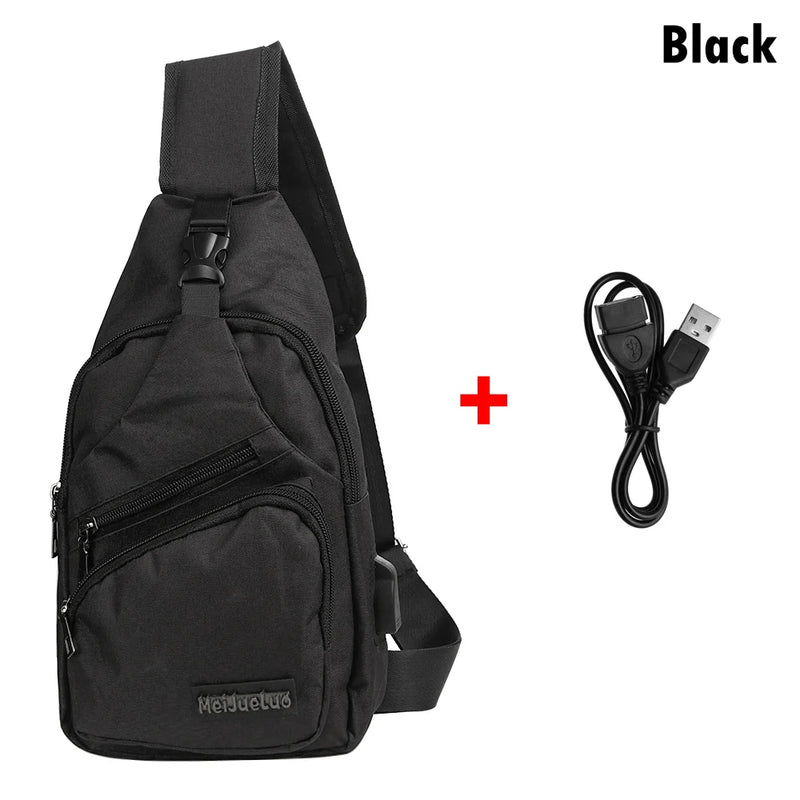 Arrival Men's Shoulder Bag USB Charging Crossbody Anti Theft Chest Bag