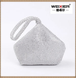 Women Evening Bags Diamond Rhinestones Clutches Silver Crystal Wedding Party