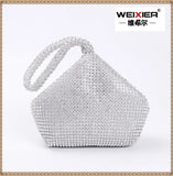 Women Evening Bags Diamond Rhinestones Clutches Silver Crystal Wedding Party