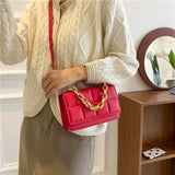 Plaid Shoulder Bag Women Chains PU Leather Crossbody Handbag
