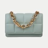 Plaid Shoulder Bag Women Chains PU Leather Crossbody Handbag