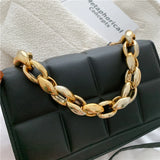 Plaid Shoulder Bag Women Chains PU Leather Crossbody Handbag