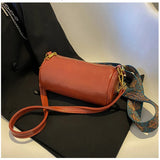 Vintage Barrel-shaped Shoulder Bag for Women PU Leather Handbags Crossbody Purse