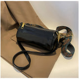 Vintage Barrel-shaped Shoulder Bag for Women PU Leather Handbags Crossbody Purse