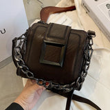 Vintage Bucket Bag PU Leather Handbag Women's Chains Hasp Small Bag