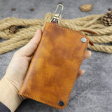 Vintage Men Leather Key Bag Holder Zipper Storage Pack