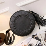 Arrival Women Bag PU Leather Shoulder Bag Tassel Round Vintage Beach Bag