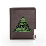 All-seeing Eye Leather Wallet Men Women Slim Billfold Credit Card/ID Holder