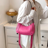 Arrivals Chains Rock Rivet Crossbody Bag Women Pu Leather Shoulder Bag