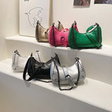 Arrivals Chains Rock Rivet Crossbody Bag Women Pu Leather Shoulder Bag