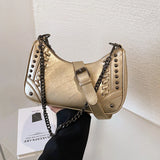 Arrivals Chains Rock Rivet Crossbody Bag Women Pu Leather Shoulder Bag
