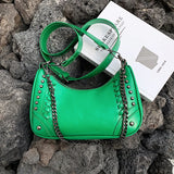 Arrivals Chains Rock Rivet Crossbody Bag Women Pu Leather Shoulder Bag