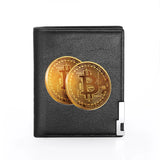 Bitcoin Leather Wallet Men Women Slim Credit Card Holders