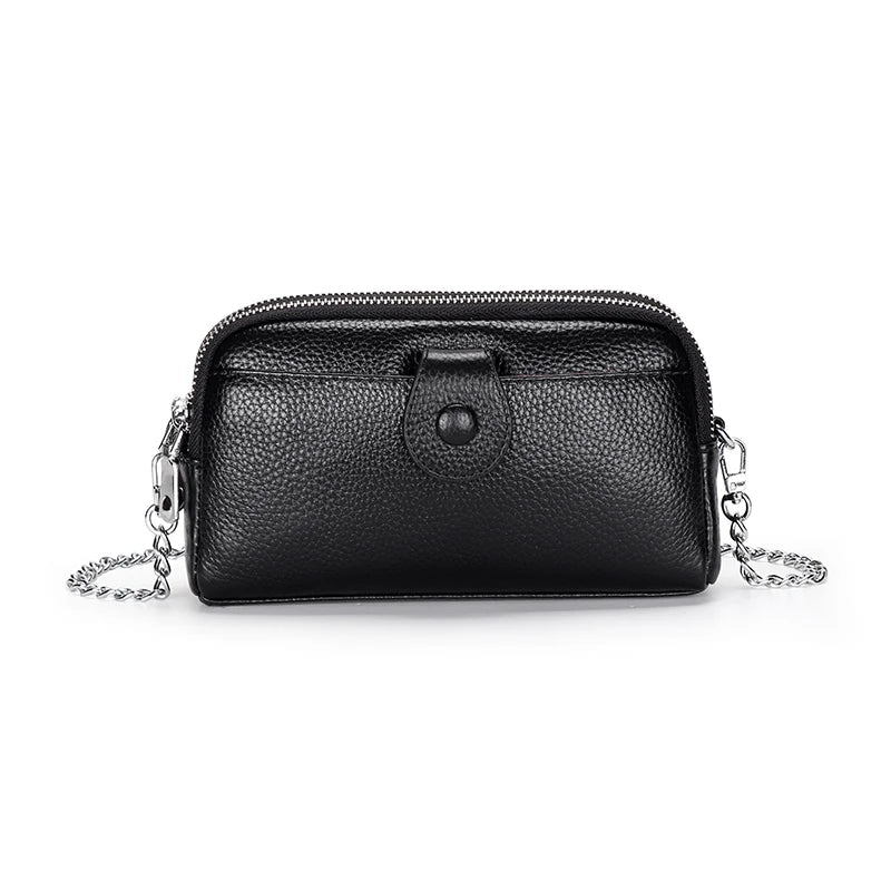 Arrivals Small Handbag Cowhide Double-layer Clutch