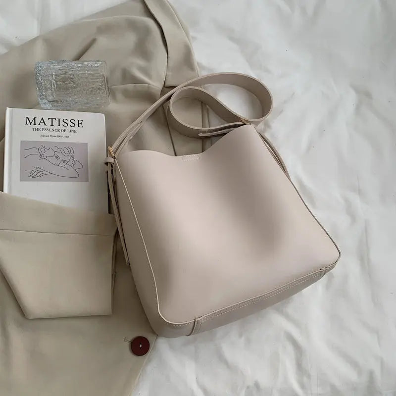 Women's Pu Leather Bucket Bags Brown B146