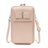 Women Bowknot Bag Soft Leather Wallet Mobile Wallet Messenger