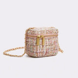 Arrivel Ladies Cloth Crossbody Bag Pink Plaid Grid Checkered Bucket Bag
