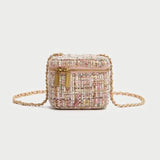 Arrivel Ladies Cloth Crossbody Bag Pink Plaid Grid Checkered Bucket Bag
