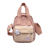 Corduroy Backpack Student Handbag One-shoulder Messenger Bag