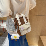 Corduroy Backpack Student Handbag One-shoulder Messenger Bag