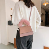Autumn Winter Bag Furry Handle Frosted Portable Shoulder Bag