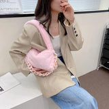Plush Tote Bag Chain Women Soft Fluffy Handbag Ladies Shoulder Bag