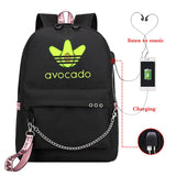 Avocado Mochila Para Ninas Girls&Boys Usb Cable School Bag Travel Teenager Backp