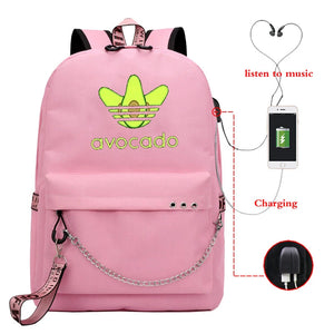 Avocado Mochila Para Ninas Girls&Boys Usb Cable School Bag Travel Teenager Backp