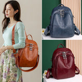 All-match Soft PU Leather Backpack Student Backpack Travel Bag