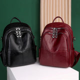 All-match Soft PU Leather Backpack Student Backpack Travel Bag
