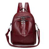 All-match Soft PU Leather Backpack Student Backpack Travel Bag