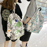 Graffiti Printed Backpack - Summer Casual High School College Student