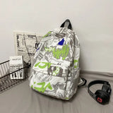 Graffiti Printed Backpack - Summer Casual High School College Student
