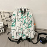 Graffiti Printed Backpack - Summer Casual High School College Student