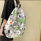 Graffiti Printed Backpack - Summer Casual High School College Student