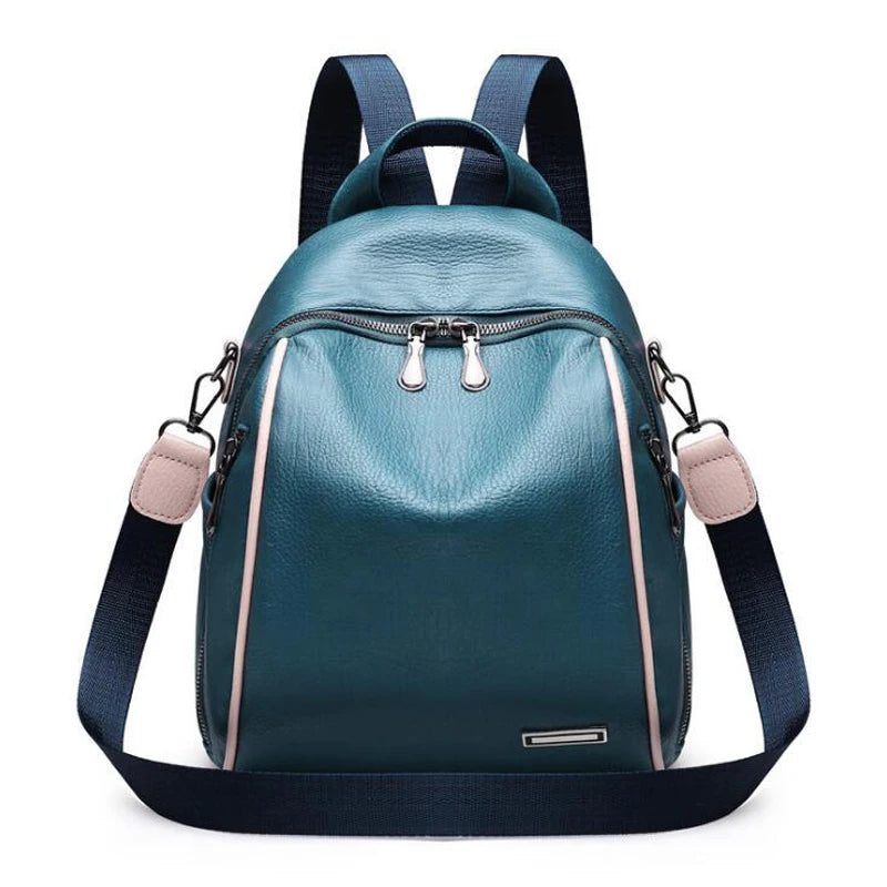 Women Waterproof Backpack PU Leather Small Student Bags