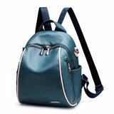 Women Waterproof Backpack PU Leather Small Student Bags