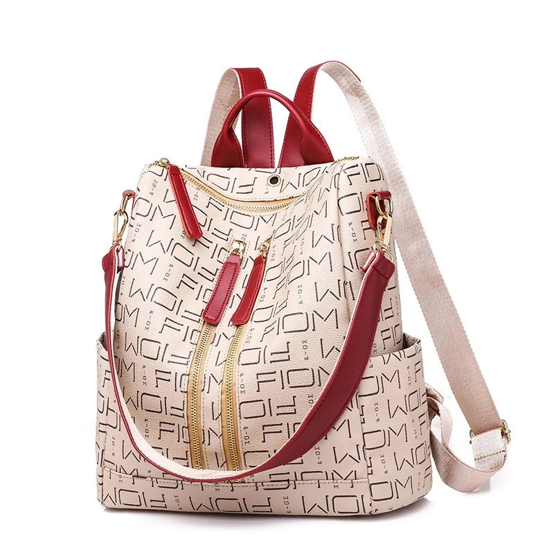 Women's Soft PU Leather Rucksack Travel Backpack