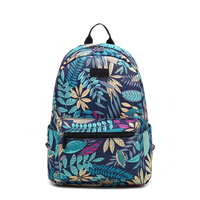 Printed Waterproof Nylon Backpack for Women