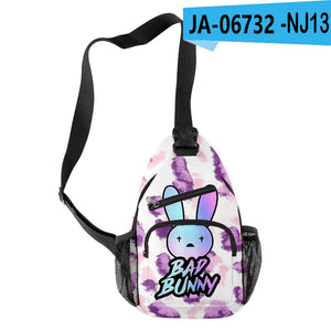 Bad Bunny Anime Chest Bag Boys Girls Cartoon Oxford Waterproof Crossbody Bag