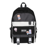 Badge Buckle Backpack Women Waterproof Daypack for Teenage Student