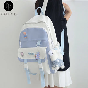 Badge Buckle Backpack Women Waterproof Daypack for Teenage Student