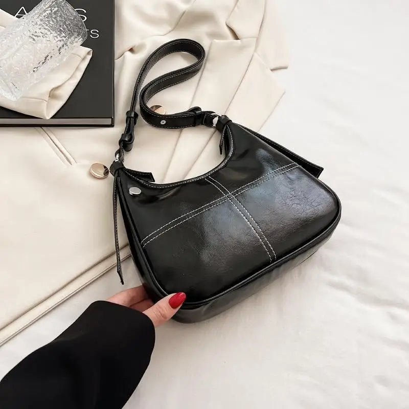 PU Leather Zipper Women Shoulder Bag Tote Handbags Purses