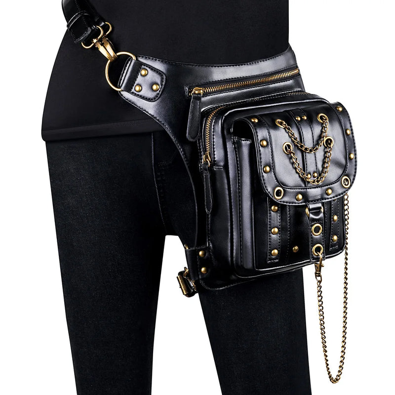 Steampunk Retro Shoulder Bag Outdoor Phone Chain Waist Fanny Pack