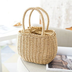 Rattan Straw Woven Bag Shoulder Tote Large Handbag Purse